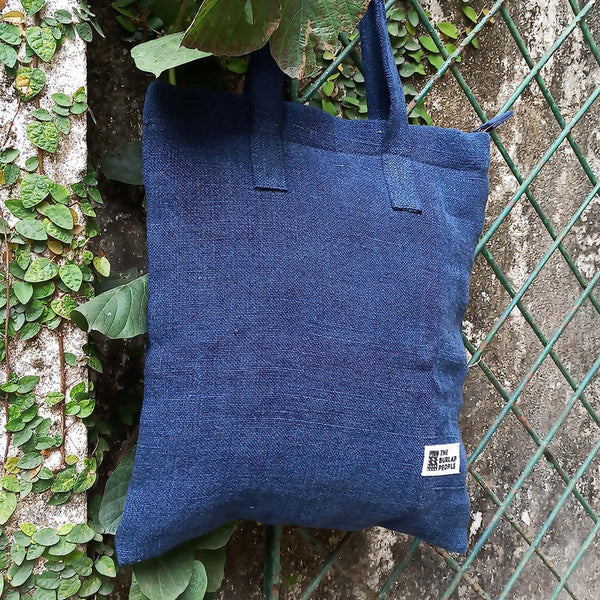 Handcrafted Jute Canvas Book Bag | Navy