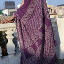 Mulmul Cotton Saree | Bagru Hand Block Print | Dark Violet