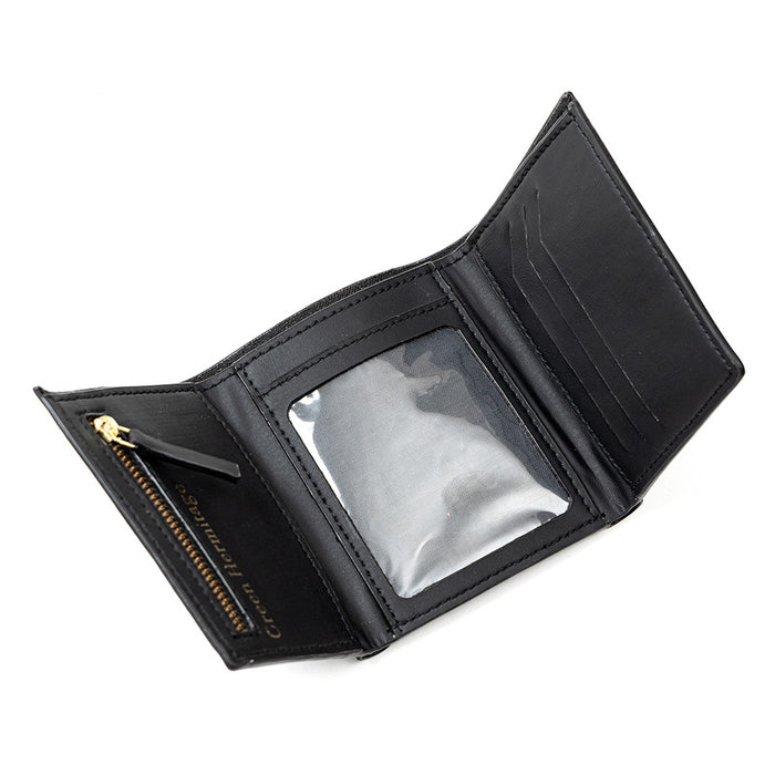 Tri Fold Men Wallet | Apple Leather | Black