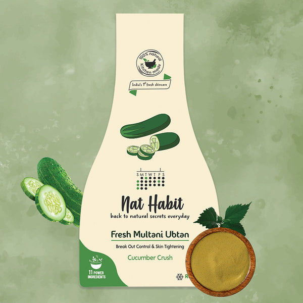 Nat Habit Cucumber Crush Multani Ubtan Face Wash | Breakout Control & Skin Tightening | 40 g | Pack of 2