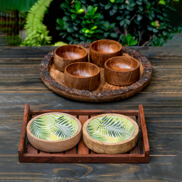 Wooden Bowl l Acacia Wood | Brown | Set of 2.