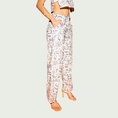 Cotton Floral Printed Pants | White & Blue