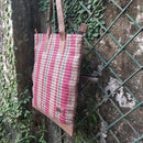 Handcrafted Check Weave Juco Book Bag | Red & Green