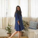 Linen Dress For Women | Kimono Sleeves | Indigo