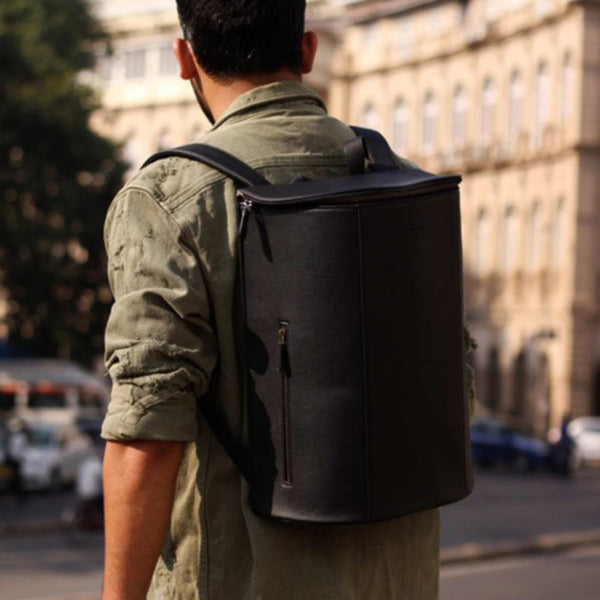 Recycled Leather Backpack | Handmade | Black