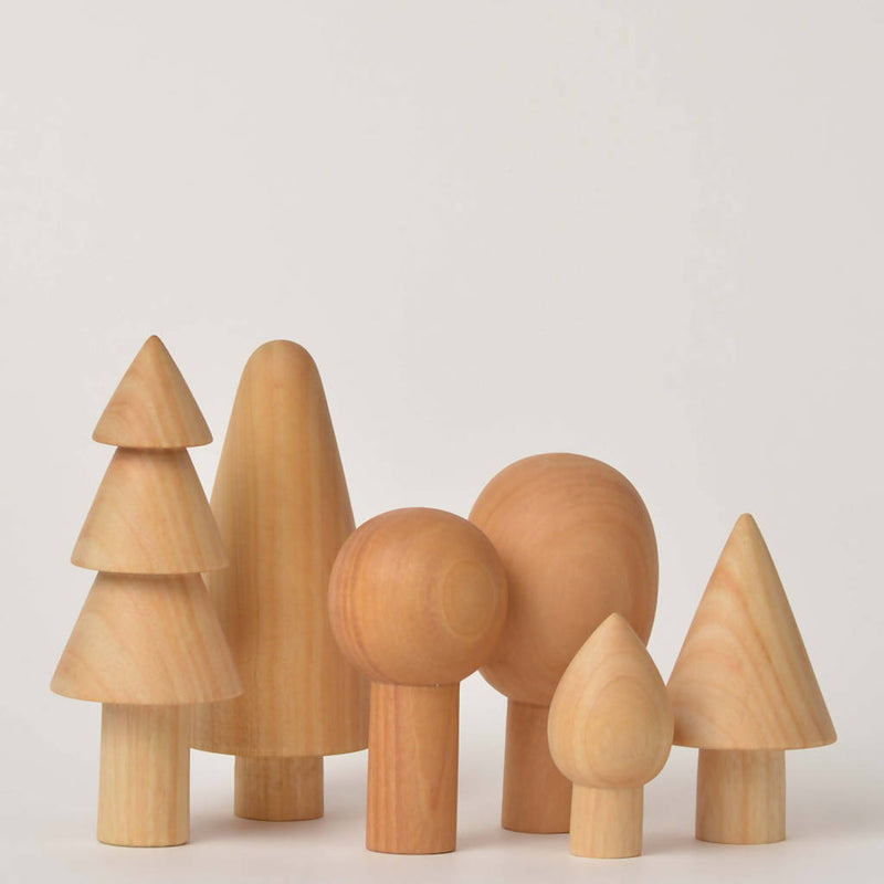 Birch and Bug Wooden Toys for Kids | Birch Natural Forest Trees | BPA Free | Set of 6