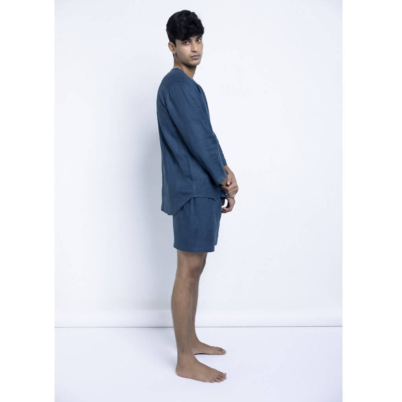 Pure Linen Short Set | Indigo