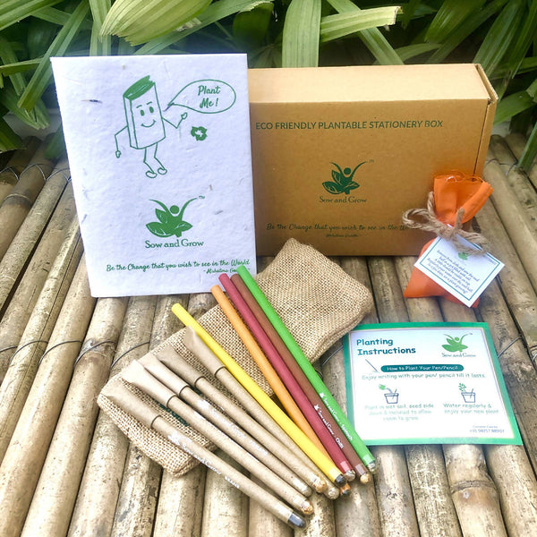 Brown Box Collection | 5 Seed Paper Pen | 5 Seed Pencils | 1 Seed Diary | 1 Seed ball