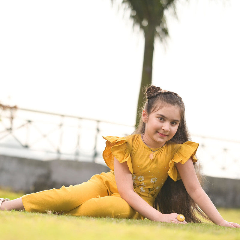 Birthday Outfits | Linen Jumpsuit for Kids | Yellow