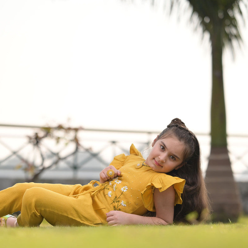 Birthday Outfits | Linen Jumpsuit for Kids | Yellow