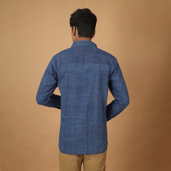 Cotton Striped Shirt | Indigo