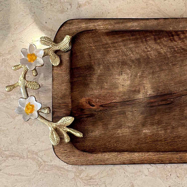 Wooden Serving Tray | Rectangle Shape | Mango Wood | Brown