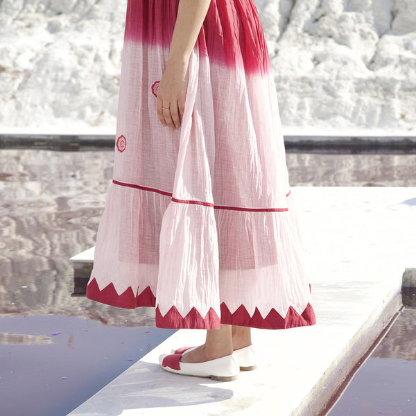 Chanderi Silk A-Line Dress | Pink