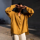 Handwoven Cotton Naturally Dyed Oversized Shirt | Mustard