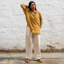 Handwoven Cotton Naturally Dyed Oversized Shirt | Mustard