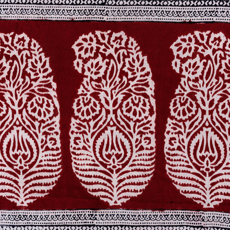 Festive Wear | Cotton Hand Block Printed Bagh Saree | Red