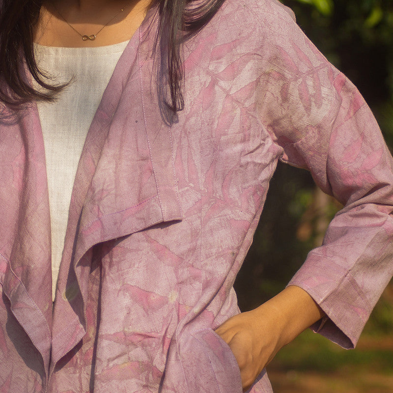 Cotton Flax Shrug | Natural Dyed & Eco Printed | Pink