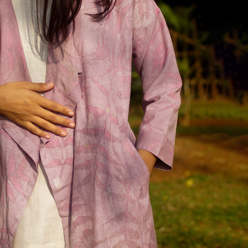 Cotton Flax Shrug | Natural Dyed & Eco Printed | Pink