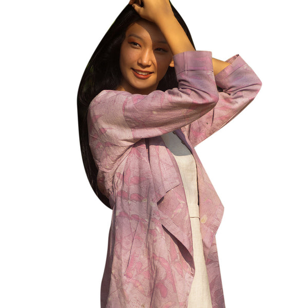 Cotton Flax Shrug | Natural Dyed & Eco Printed | Pink