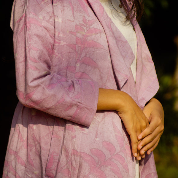 Cotton Flax Shrug | Natural Dyed & Eco Printed | Pink