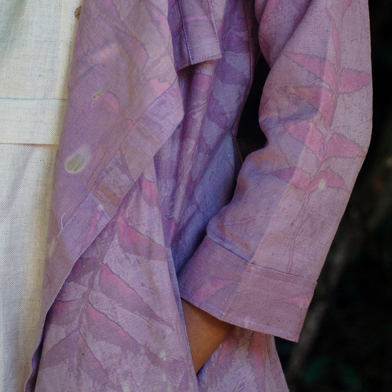 Cotton Flax Shrug | Natural Dyed & Eco Printed | Pink