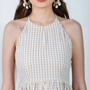 Organic Cotton Dress | Halter Neckline | Checkered | White