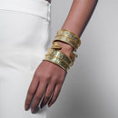 Brass Jewellery | Gold Tone Leaf Cuff | Recycled.