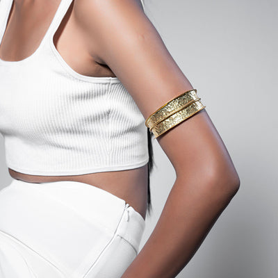 Brass Jewellery | Gold Tone Leaf Cuff | Recycled