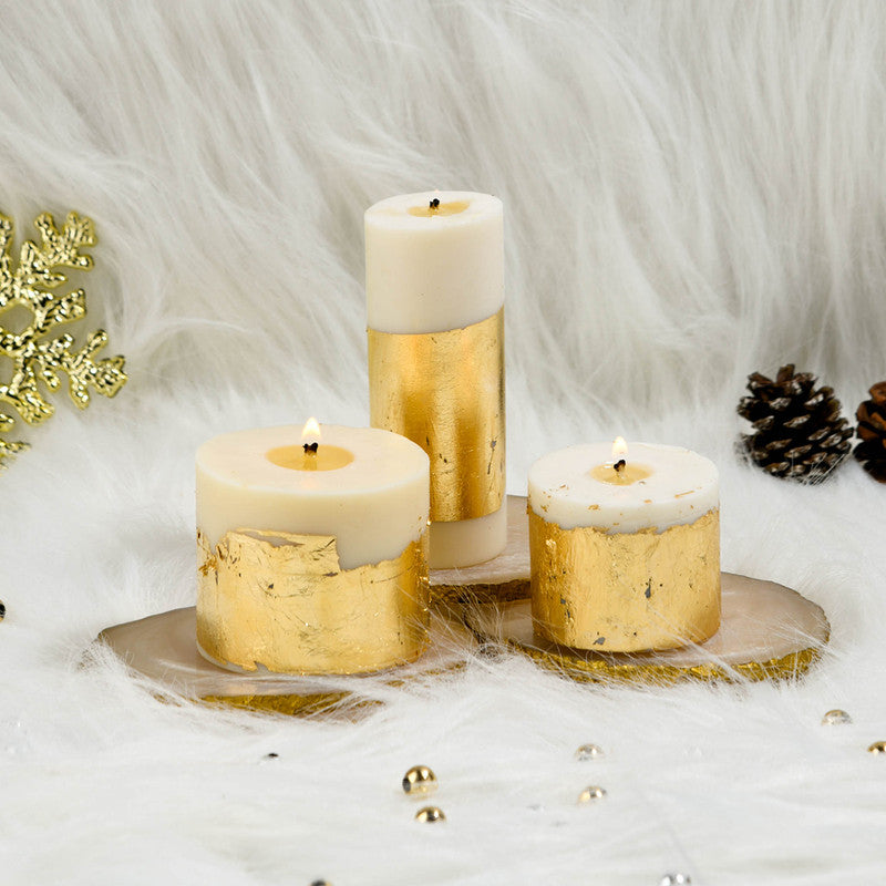 Pillar Candles | Soy Wax Scented Candle | Cinnamon Roll | Set of 3