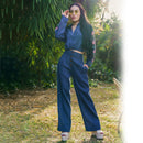 Linen Flared Pants | Navy