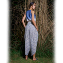 Kala Cotton Draped Pants | Blue & White