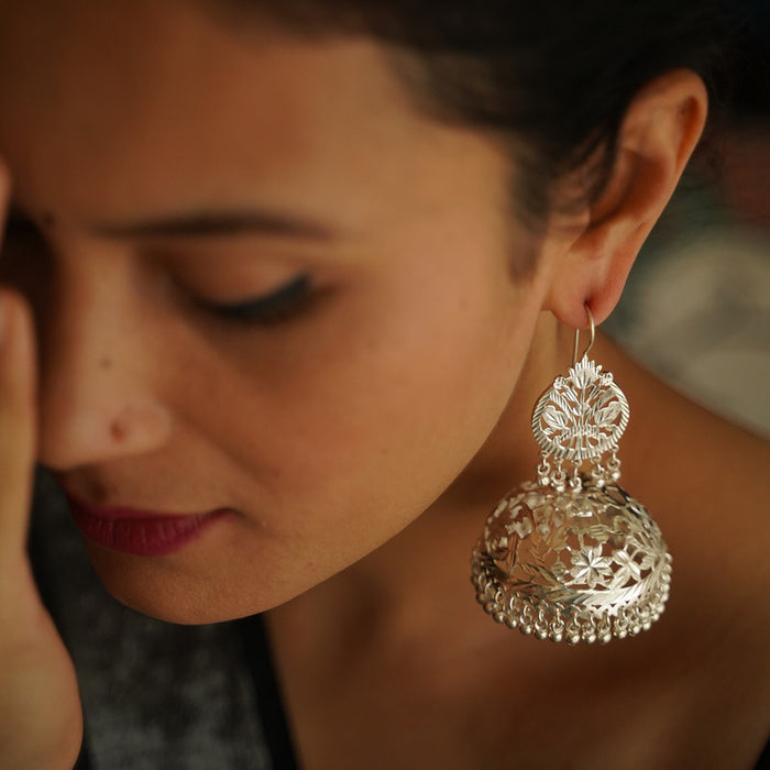 Jhumka Earrings | 92.5 Silver Earrings | White Finish