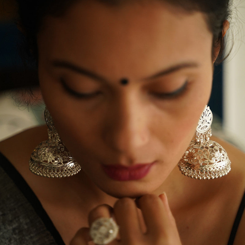 Jhumka Earrings | 92.5 Silver Earrings | White Finish