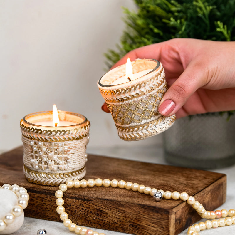 Festive Gift Hampers | Soy Wax Candles | Scented Candles | Votive Candles | 6 cm each | Set of 4.