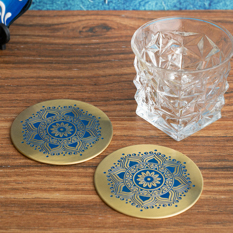 Brass Coaster | Set Of 2 | Blue