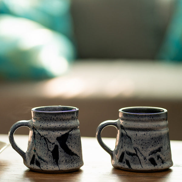 Studio Pottery Ceramic Mugs | Set of 2 | Blue