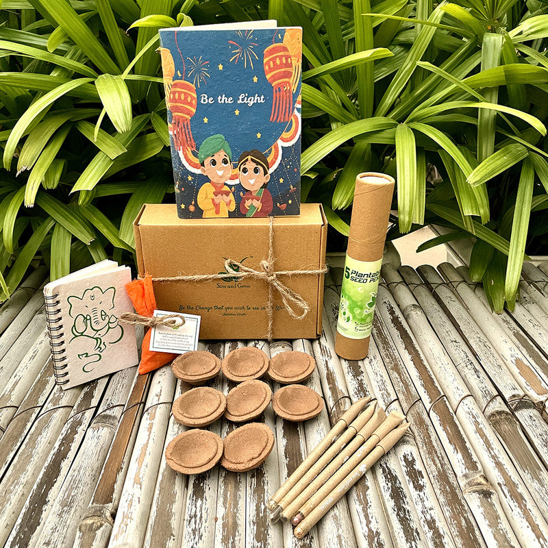 Festive Gift Box | Diyas & Stationery Kit | Set of 8