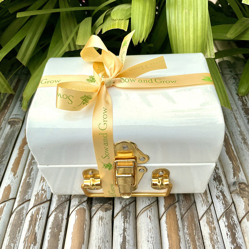 Festive Gift Box | Lakshmi Ganesh Idols | Metal Trunk Plantable Hamper