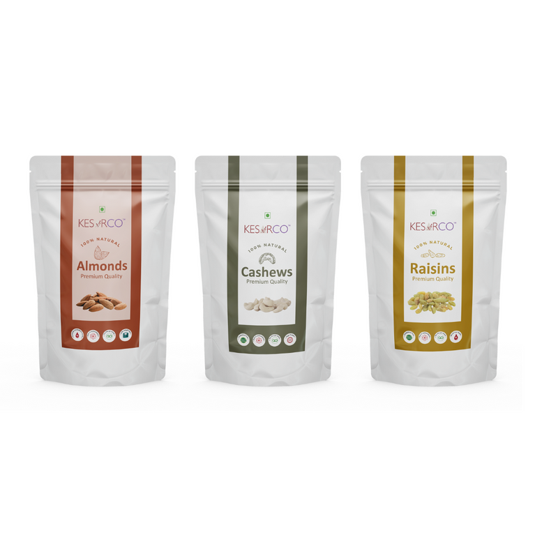 Dry Fruit Gift Box | Cashew 200 g | Almond 200 g | Raisins 200 g | Set of 3