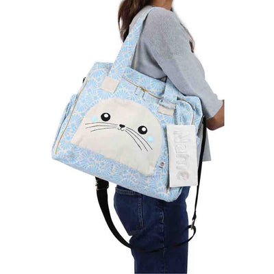 Organic Canvas Baby Bag | Sea Lion | Sky Blue