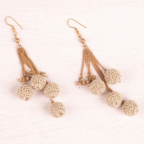 Brass & Metallic Thread Danglers Earrings | Silver