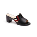 Black & Rust Handcrafted Ethically Sourced Nubuck Leather Block Heel Mules