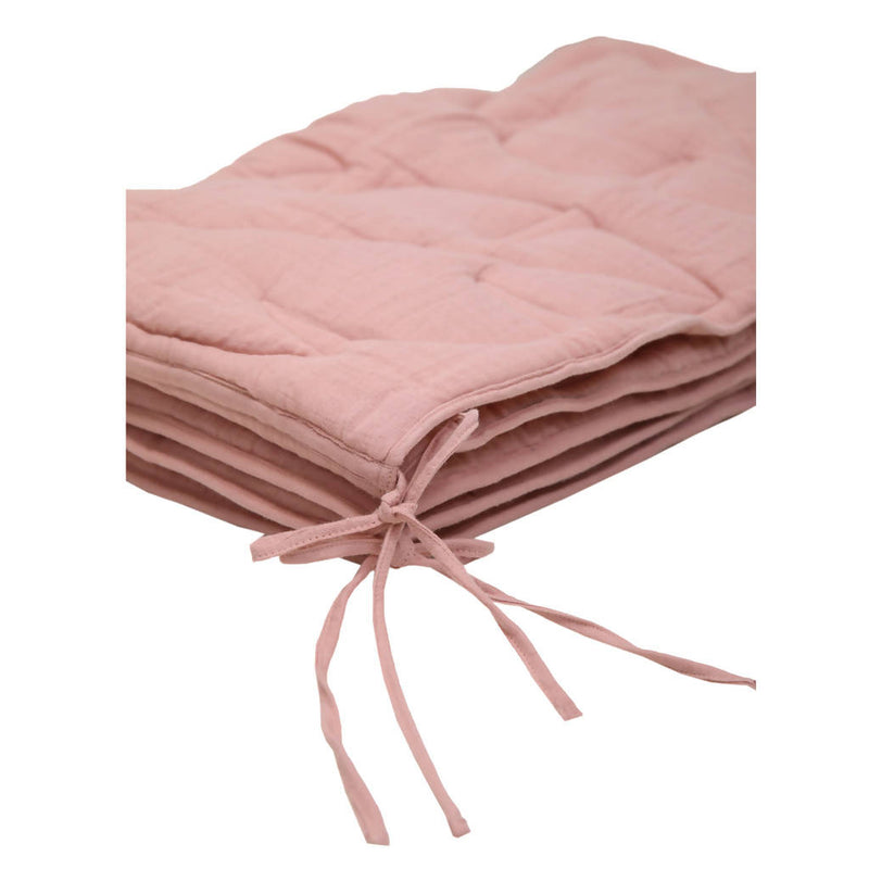 100% Organic Cotton Quilted Cot Bumper for Kids | Blush Pink