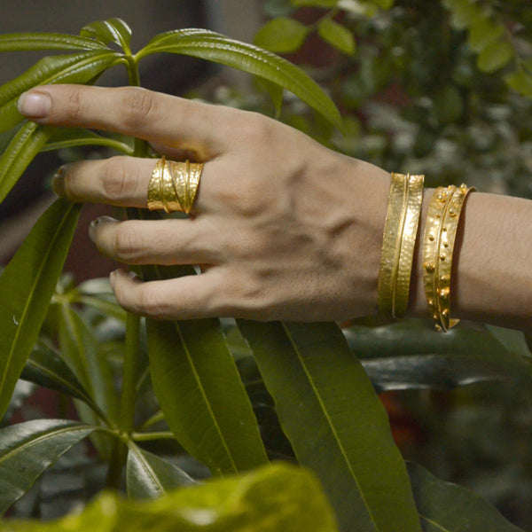 Recycled Brass Plain Bangles | Gold Toned | Set of 2