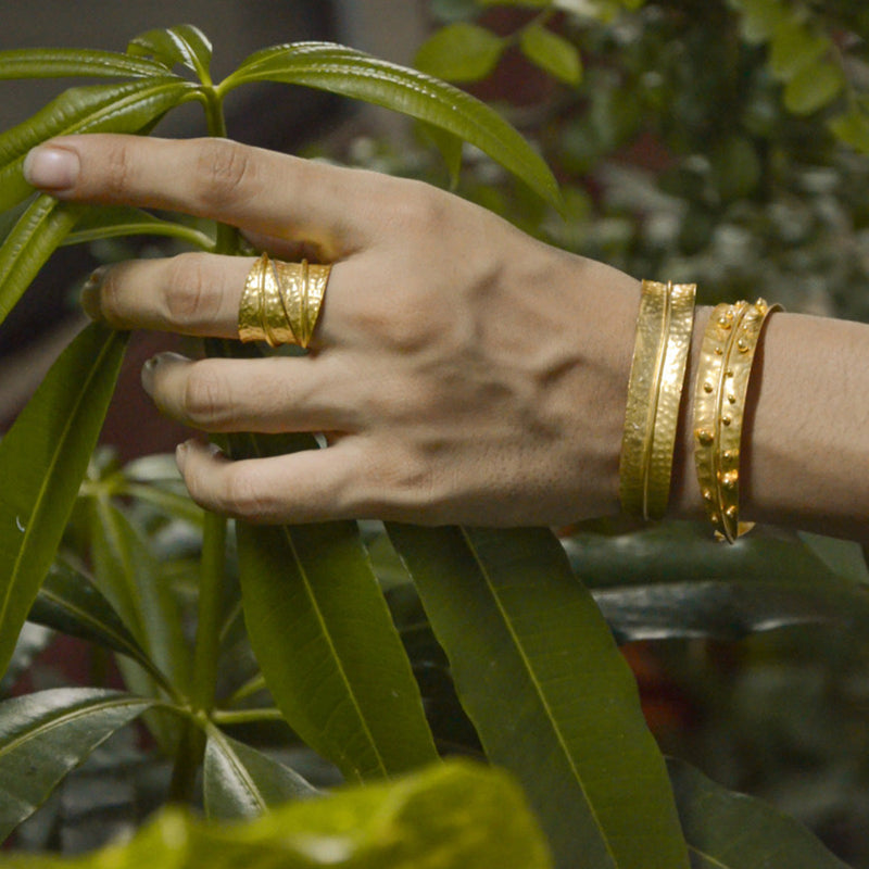 Recycled Brass Bangles | Gold Toned | Set of 2