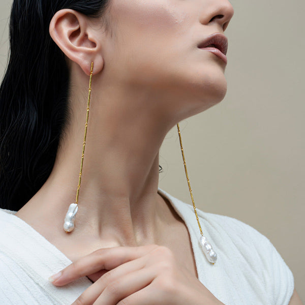 Recycled Brass Gold Toned Dangle Earrings