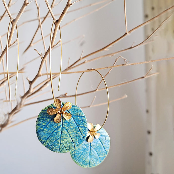 Papier Mache Dangler Earrings | Handpainted | Mulberry Blue