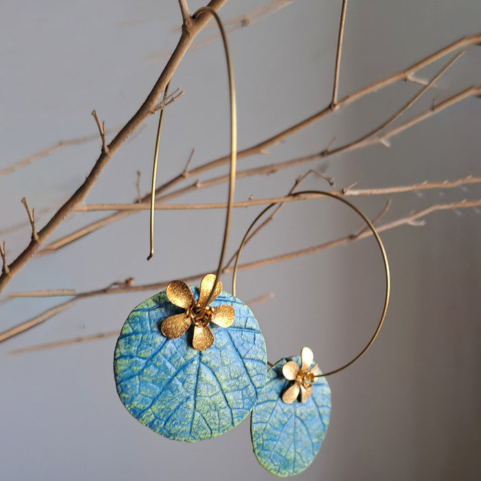 Papier Mache Dangler Earrings | Handpainted | Mulberry Blue