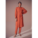 Handcrafted Tencel Modal Long Shirt | Sunset Orange