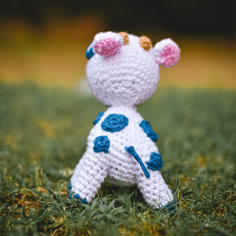 Cotton Crochet Soft Toy for Kids | Cow | White | 14 cm